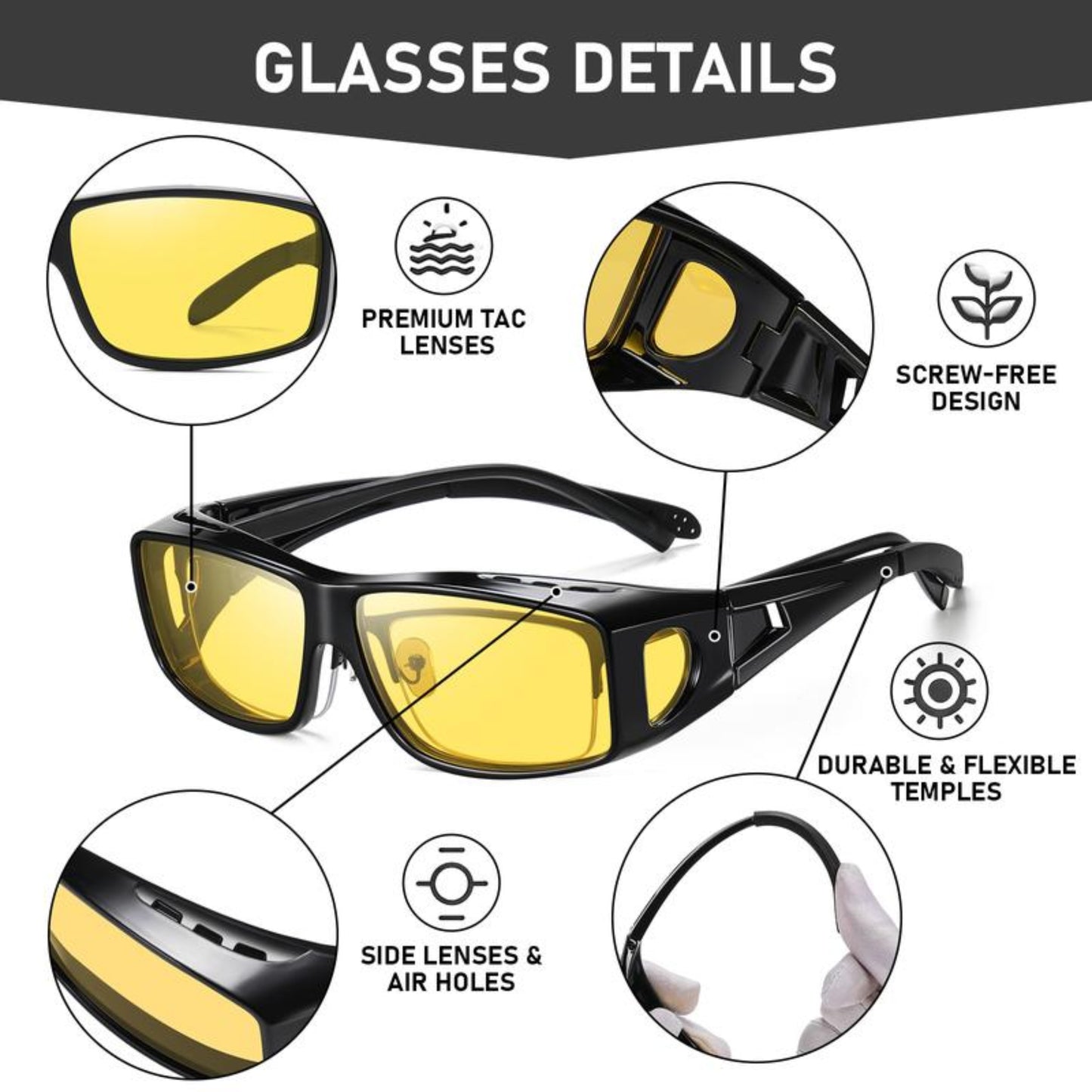 Polarized Night-Vision Driving Glasses | Anti-Glare for Night