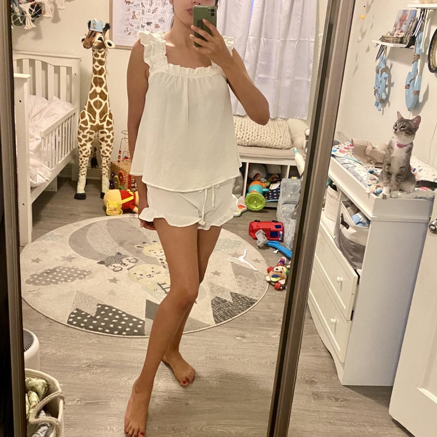 Soft Ruffle PJ Set – Tank Top & Shorts